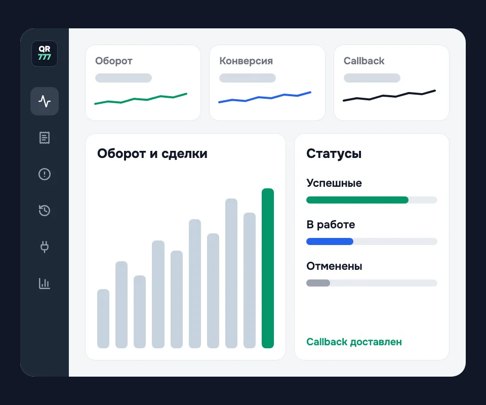 Кабинет мерчанта: оборот, сделки и статусы